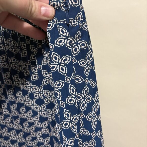 J. Crew Factory New Navy White Print Pleated Mini Skirt Preppy Feminine Size 12 - Picture 7 of 12